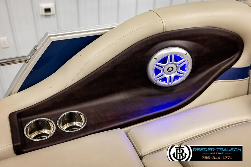Slide: The Image of Luxury seating with cup holders and speaker on 2019 Berkshire 24 SB2 CTS boat. - 48