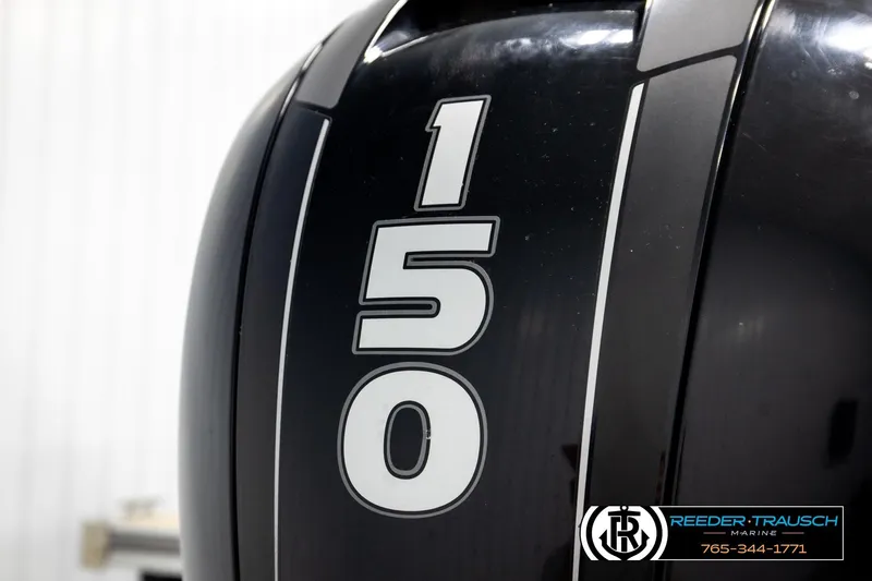 Slide: The Image of 2019 Berkshire 24 SB2 CTS boat engine with "150" decal, Reeder-Trausch Marine branding. - 51