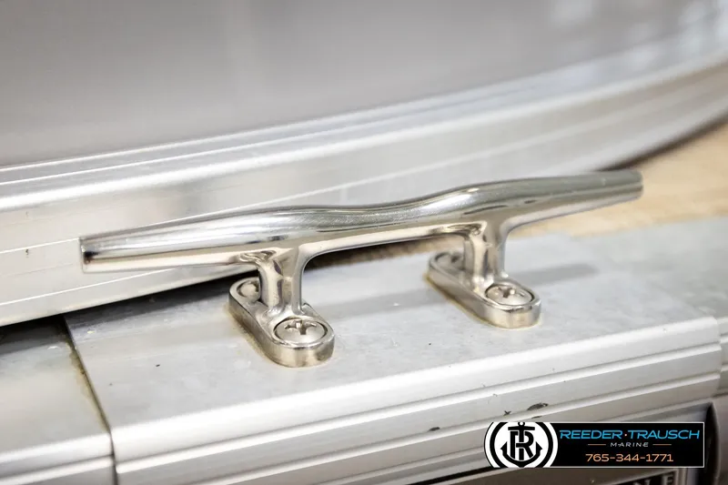 Slide: The Image of Stainless steel cleat on 2019 Berkshire 24 SB2 CTS boat, Reeder-Trausch Marine branding visible. - 56