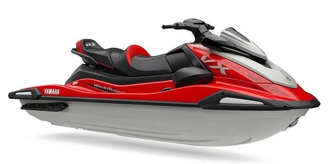 Slide: The Image of 2026 Yamaha WaveRunner VX Cruiser in red and gray. - 3