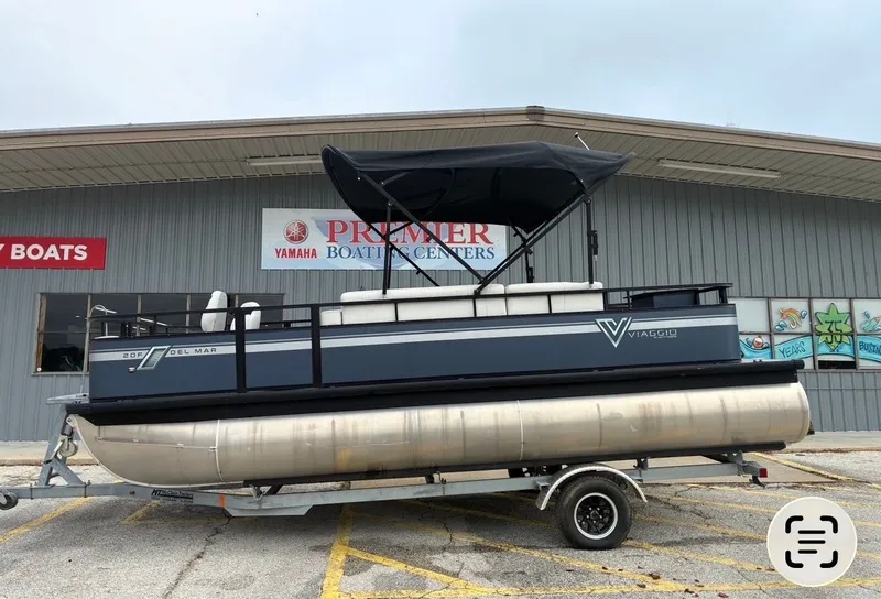 Slide: The Image of 2022 Misty Harbor DM20F pontoon boat at boating center. - 16