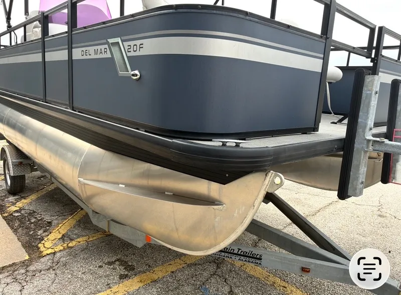 Slide: The Image of 2022 Misty Harbor DM20F pontoon boat on a trailer. - 5