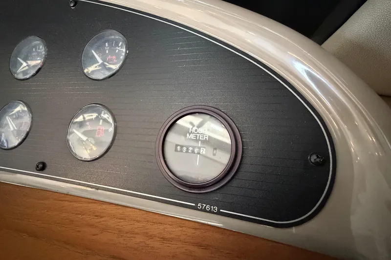 Slide: The Image of Instrument panel of 1996 Bayliner 3988 Command Bridge Motoryacht with hour meter reading. - 38