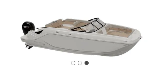 The Image of 2025 Bayliner D22 motorboat with sleek design and outboard engine. - 1