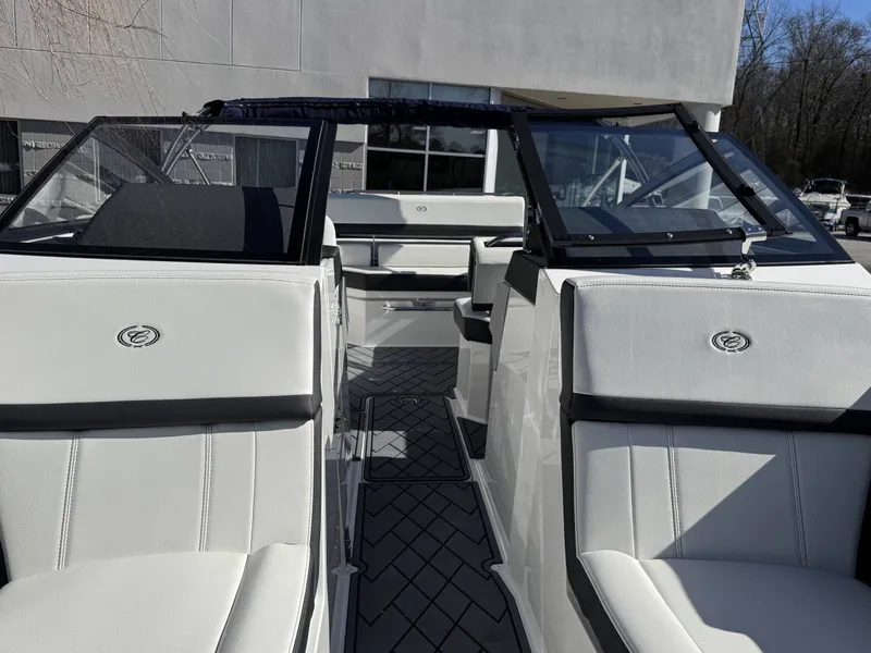 Slide: The Image of Interior of 2026 Cobalt R4 boat with luxurious white seating. - 4