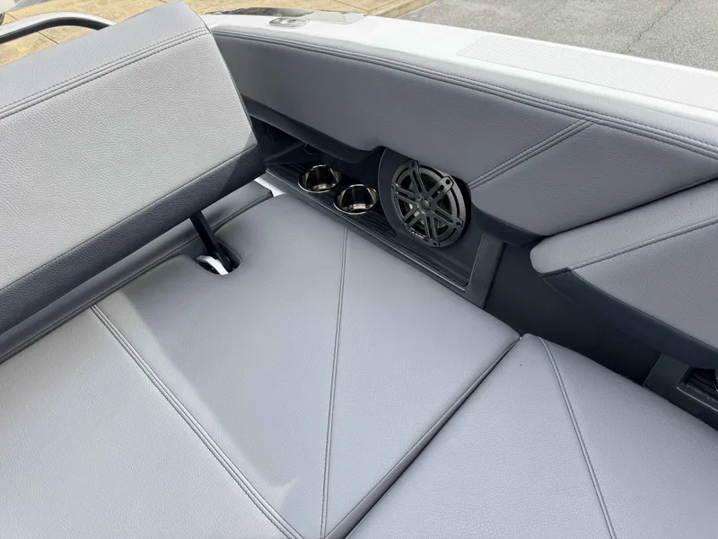 Slide: The Image of 2026 Cobalt R8 interior with gray upholstery and speaker. - 15