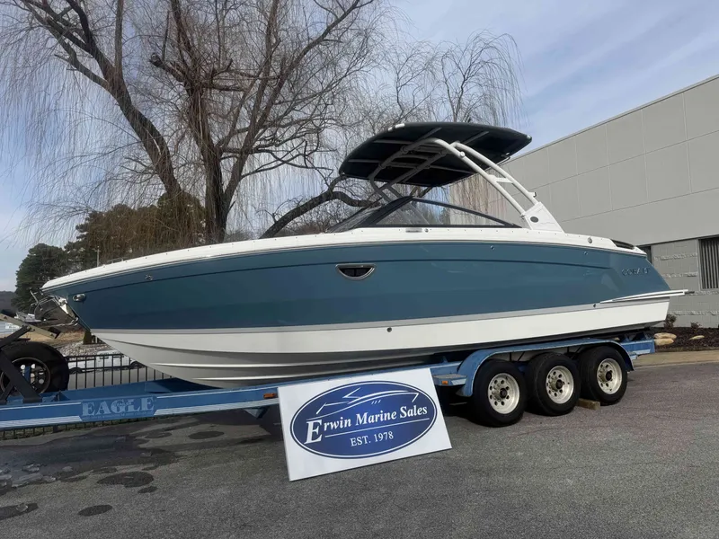 Slide: The Image of 2026 Cobalt R8 boat on trailer at Erwin Marine Sales. - 9