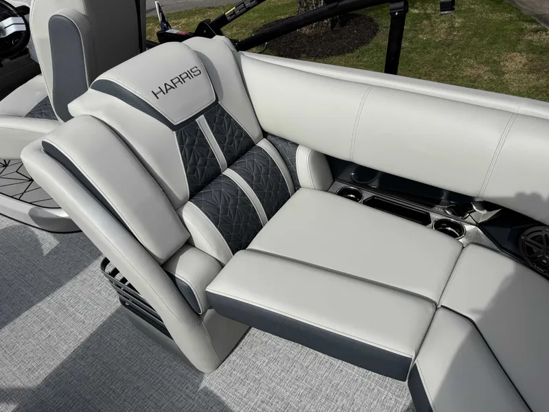 Slide: The Image of Luxurious seating in the 2025 Harris Grand Mariner 230. - 11