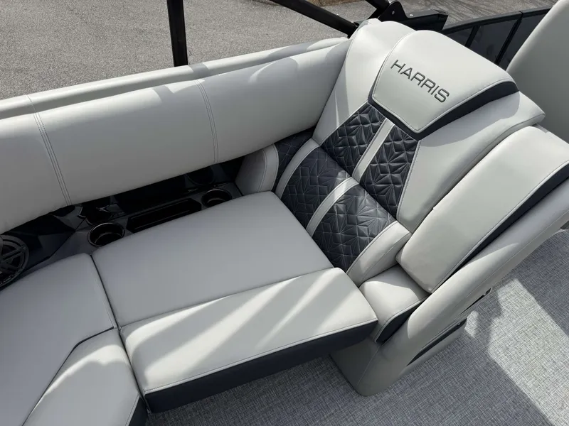 Slide: The Image of Luxurious seating in the 2025 Harris Grand Mariner 230 pontoon boat. - 13