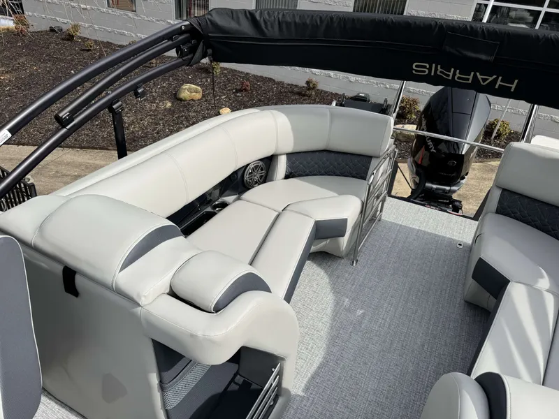 Slide: The Image of Interior of the 2025 Harris Grand Mariner 230 pontoon boat. - 9