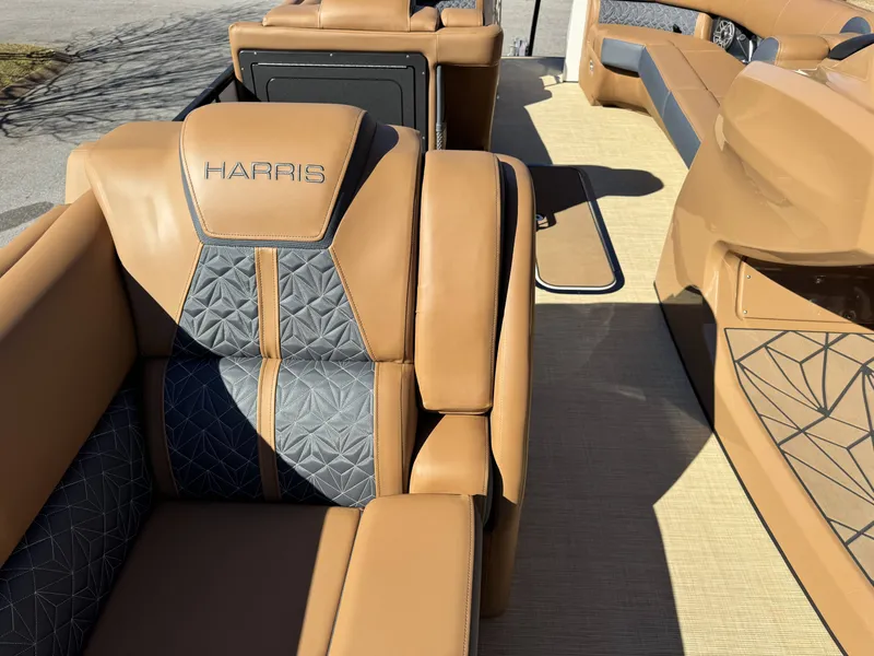 Slide: The Image of Luxurious seating on Harris Grand Mariner 250 pontoon boat, 2025 model. - 15