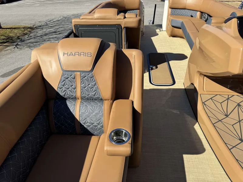 Slide: The Image of Luxurious seating in the 2025 Harris Grand Mariner 250 pontoon boat. - 16