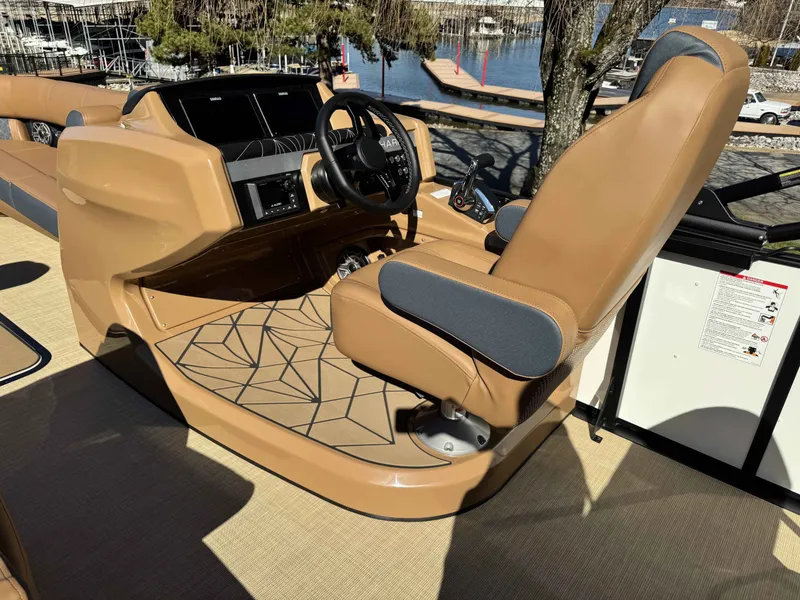 Slide: The Image of Interior of 2025 Harris Grand Mariner 250 with modern helm station. - 23