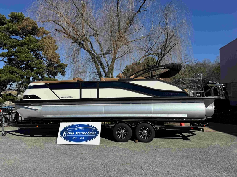 Slide: The Image of 2025 Harris Grand Mariner 250 pontoon boat at Erwin Marine Sales. - 6
