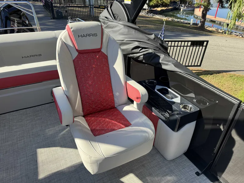 Slide: The Image of Luxurious seating in Harris Grand Mariner 250 pontoon boat, 2024 model. - 10