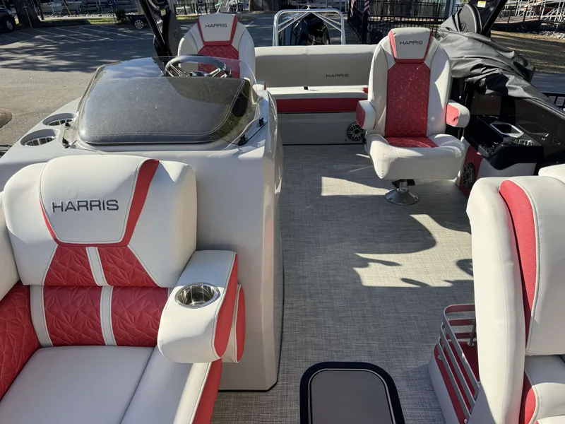 Slide: The Image of Interior of 2024 Harris Grand Mariner 250 boat with luxurious seating. - 22