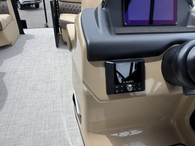 Slide: The Image of Interior of Harris SUN 210 boat, 2025 model, featuring JL Audio system. - 13