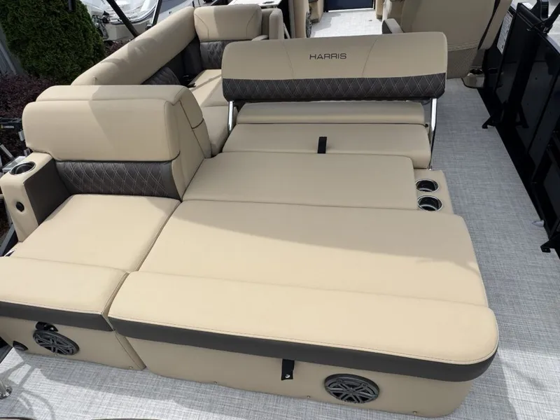 Slide: The Image of Luxurious lounge area on Harris SUN 210 pontoon boat, 2025 model. - 22