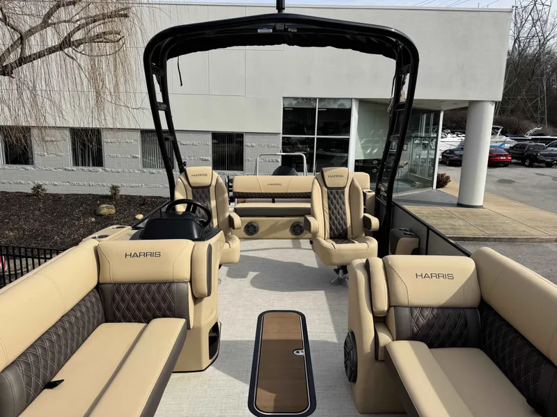 Slide: The Image of Interior of 2025 Harris SUN 250 SPORT pontoon boat with luxurious seating. - 21