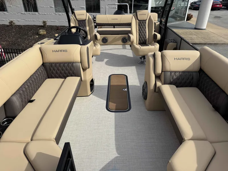 Slide: The Image of Interior of 2025 Harris SUN 250 SPORT with luxurious seating. - 22