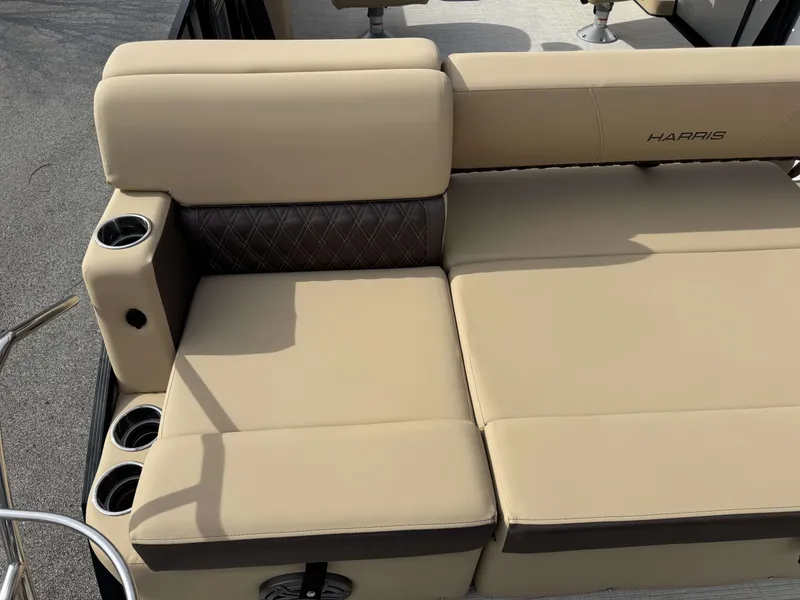 Slide: The Image of Harris SUN 250 SPORT 2025, beige seating with cup holders. - 6