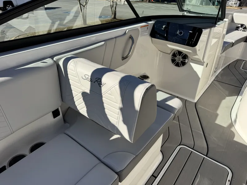 Slide: The Image of Interior of 2025 Sea Ray SDX270 SURF with sleek seating. - 24