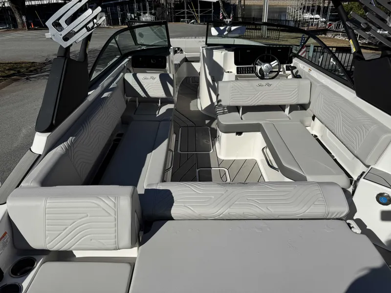 Slide: The Image of Interior of 2025 Sea Ray SDX270 SURF with luxurious seating. - 32
