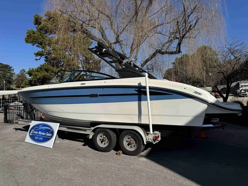 Slide: The Image of 2025 Sea Ray SDX270 SURF boat on trailer at Erwin Marine Sales. - 4