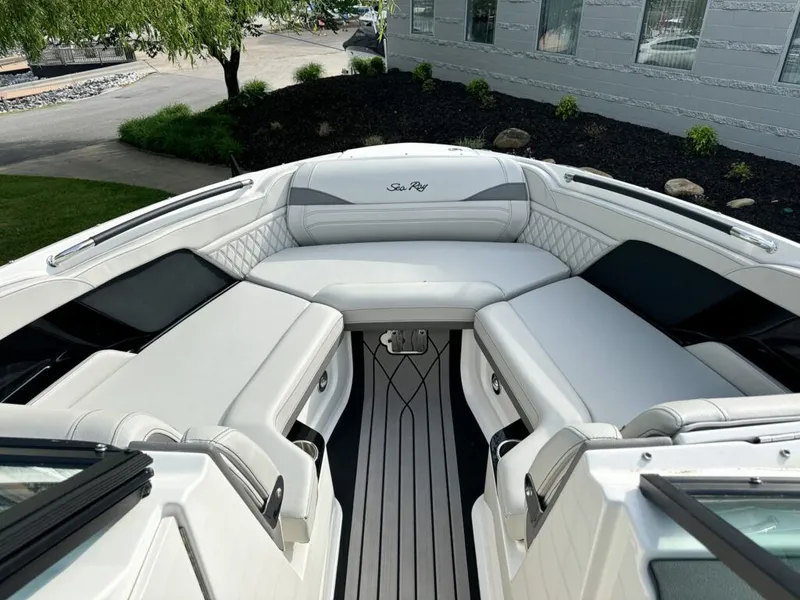 Slide: The Image of Interior of 2024 Sea Ray SXS 260 SURF with luxurious seating. - 12