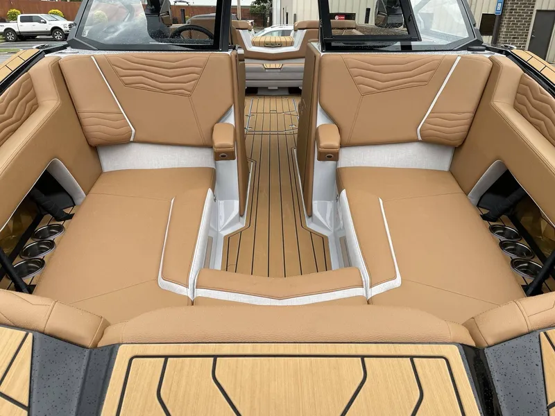 Slide: The Image of Interior of 2026 Nautique G25 with luxurious seating. - 28