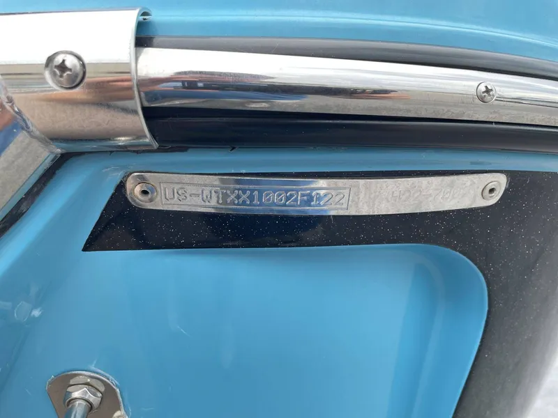 Slide: The Image of 2022 HEYDAY WAKE BOATS H22 serial number on blue boat hull. - 14