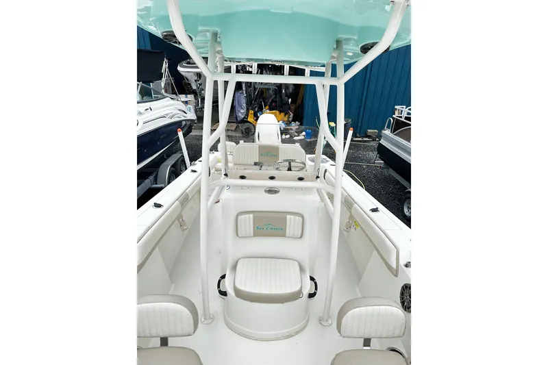 Slide: The Image of 2017 Sea Chaser 22 HFC boat interior with seating and console. - 5