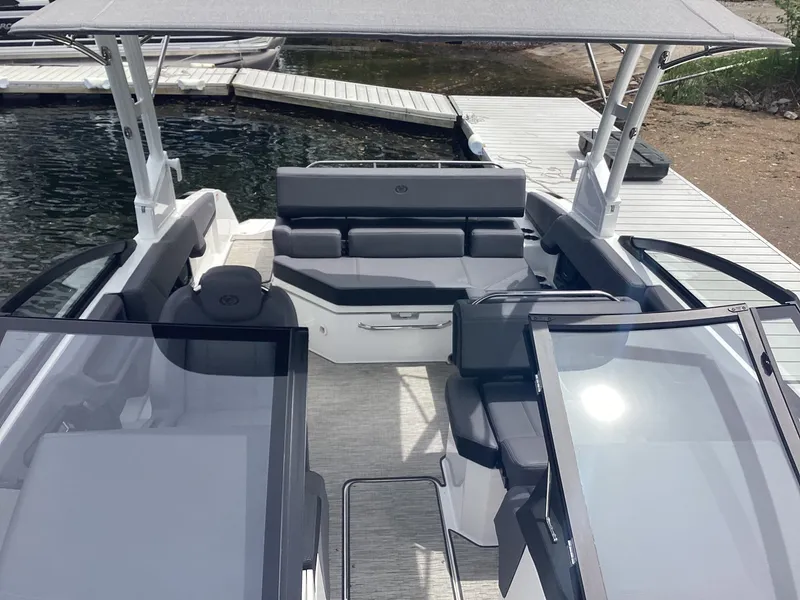 Slide: The Image of Interior of 2025 Cobalt R4 boat at the dock. - 7