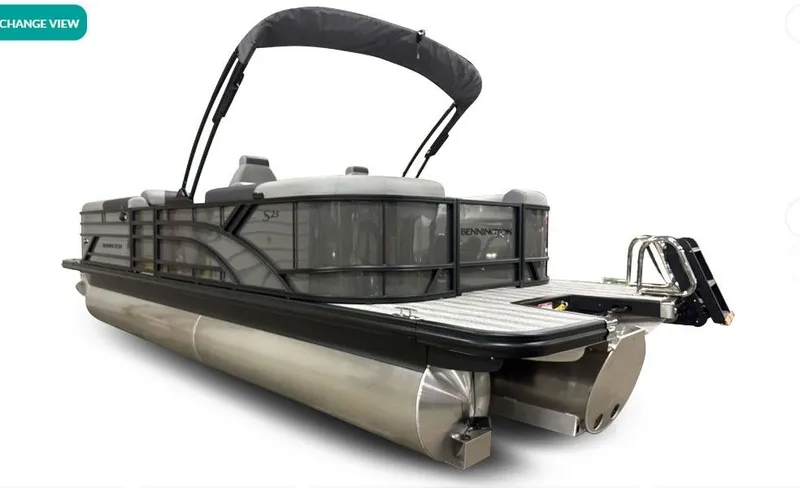 Slide: The Image of 2026 Bennington 23SSR SPS LTD TRI pontoon boat with black canopy. - 5
