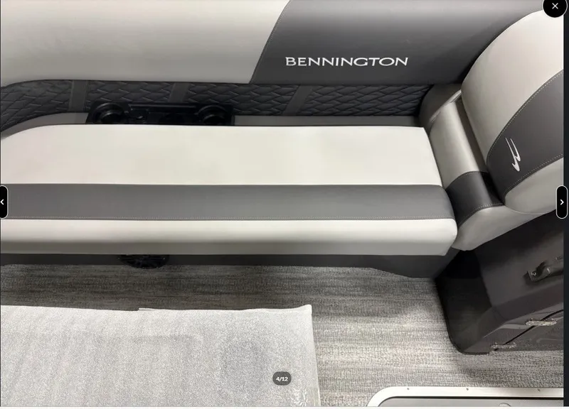 Slide: The Image of Interior of 2026 Bennington 23SSR SPS LTD TRI with gray upholstery. - 9