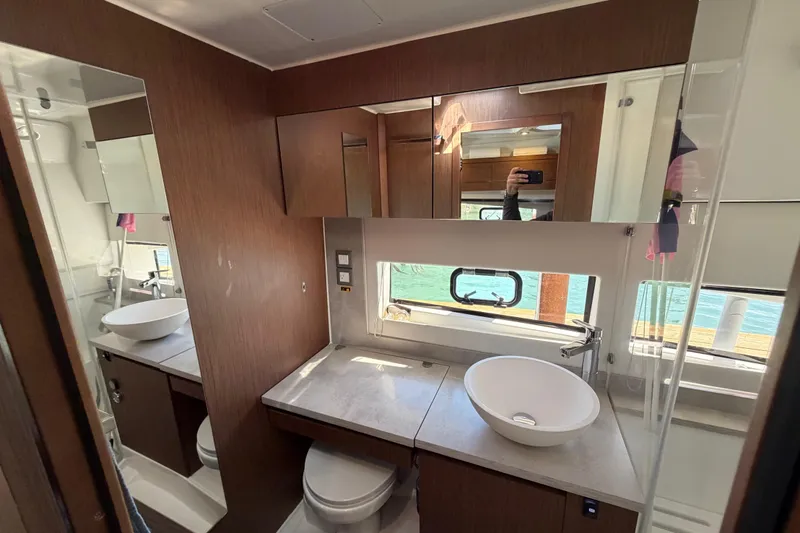 Slide: The Image of Modern bathroom interior of 2023 Jeanneau Leader 12.5 WA yacht with sleek fixtures. - 33