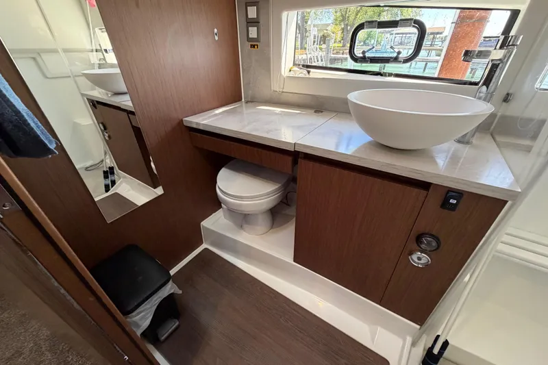 Slide: The Image of Modern bathroom interior of 2023 Jeanneau Leader 12.5 WA yacht with sleek design. - 34