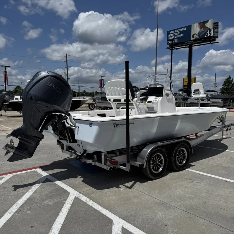 Slide: The Image of 2026 Tidewater 2110 Bay Max boat on trailer outdoors. - 7