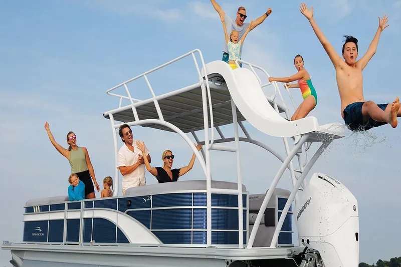 Slide: The Image of Family enjoying fun on Bennington 20 SXSB pontoon boat with slide. - 5