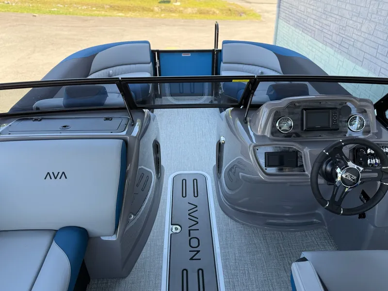 Slide: The Image of Interior of Avalon 2385 LSZ VRB Windshield 2026 boat. - 12
