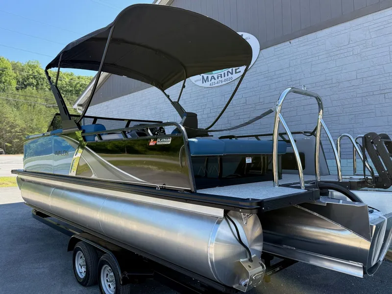 Slide: The Image of 2026 Avalon 2385 LSZ VRB pontoon boat with canopy and trailer. - 4