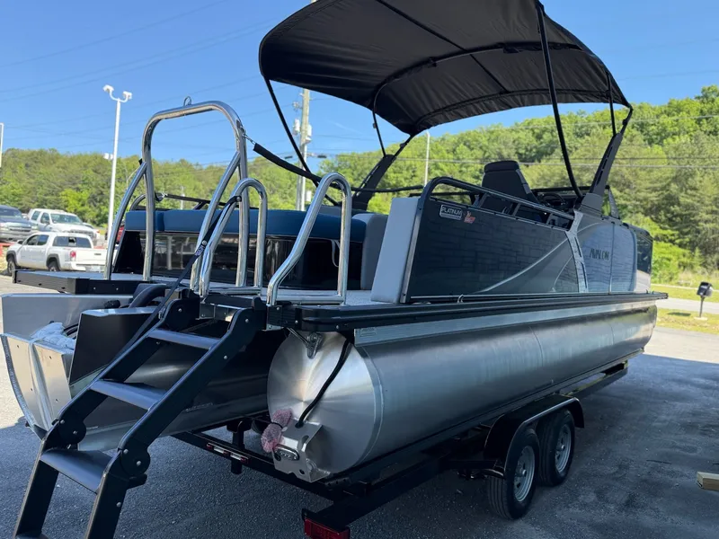 Slide: The Image of 2026 Avalon 2385 LSZ VRB pontoon boat with windshield, on trailer. - 6