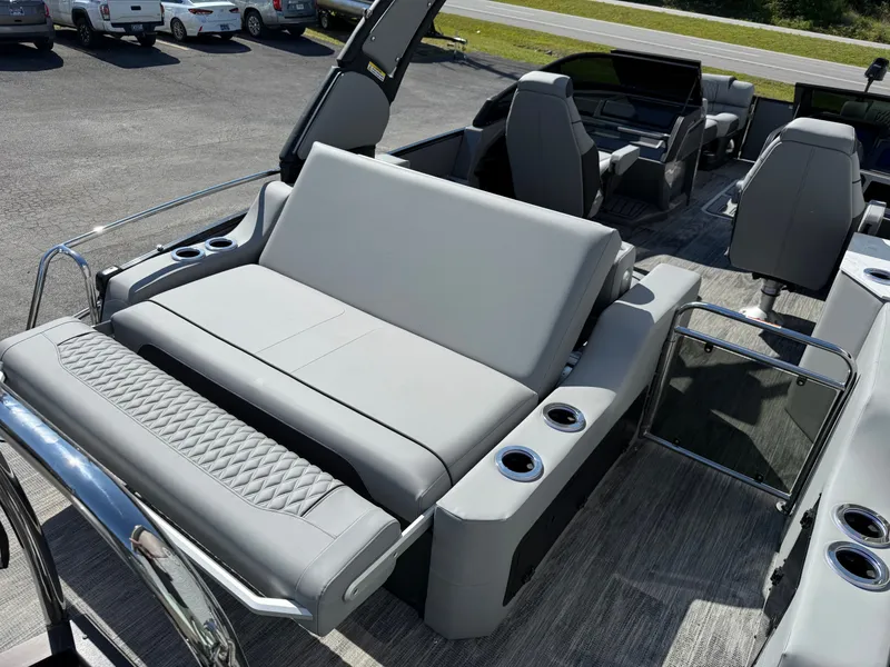 Slide: The Image of 2026 Avalon 2585 Excalibur lounge with flexible seating and windshield. - 8