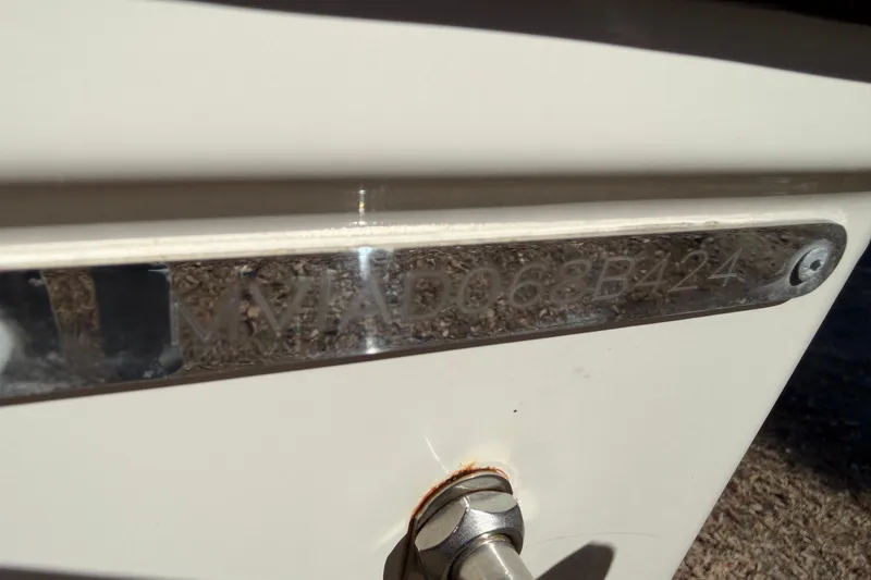 Slide: The Image of Close-up of a 2024 Pathfinder 2500 Hybrid boat identification plate. - 72