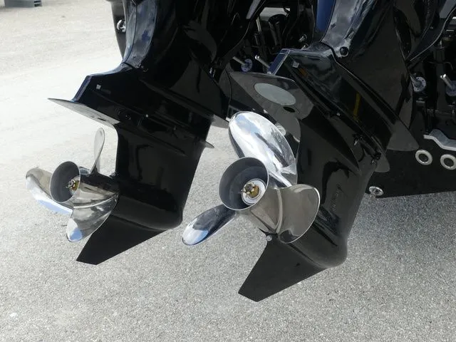 Slide: The Image of Dual outboard motors of Key West 291 FS boat, year 2026. - 11