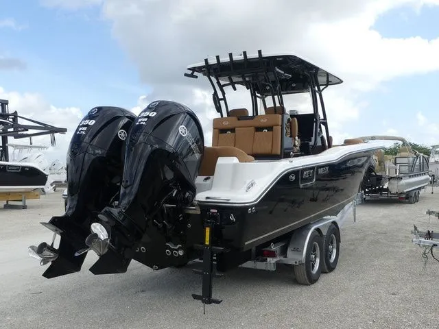 Slide: The Image of 2026 Key West 291 FS boat with dual outboard engines. - 4