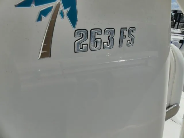 Slide: The Image of Key West 263 FS boat, 2024 model, close-up of logo. - 17