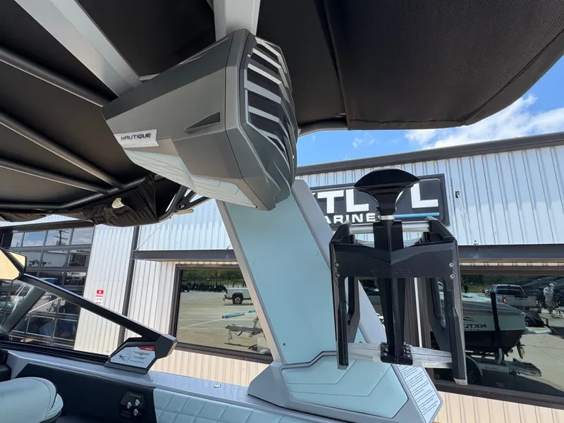 Slide: The Image of Nautique G23 2023 speaker and mount on boat. - 18