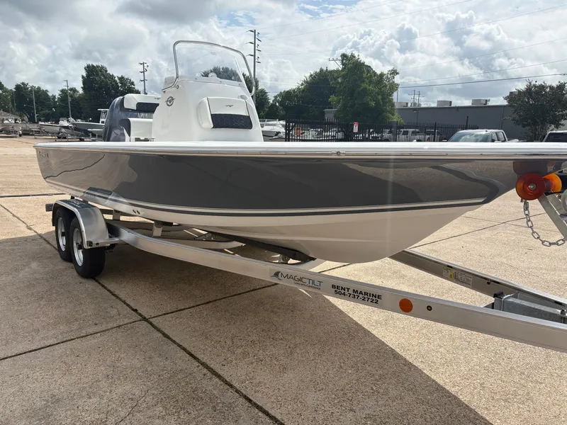 Slide: The Image of 2026 Tidewater 2110 Bay Max boat on trailer outdoors. - 3