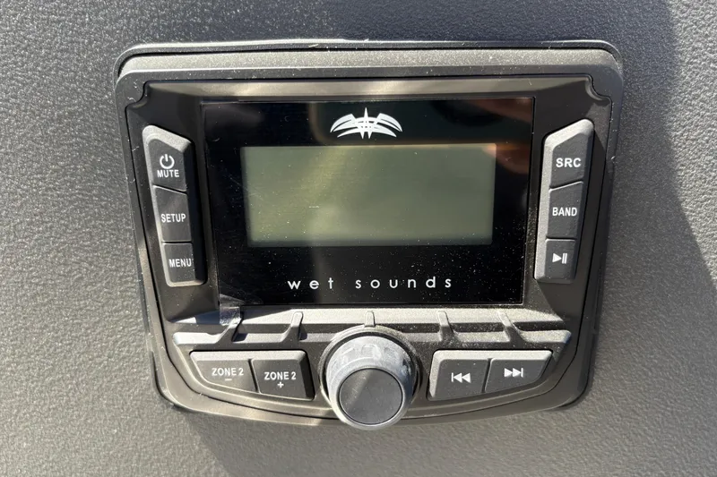 Slide: The Image of Wet Sounds audio system on 2026 Sun Tracker Bass Buggy 18 DLX boat dashboard. - 23